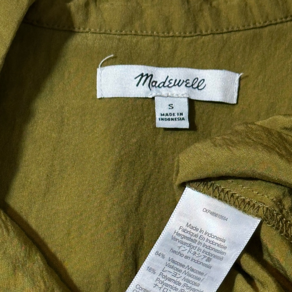 Madewell Casual Olive Button Down Shirt small - Picture 5 of 5